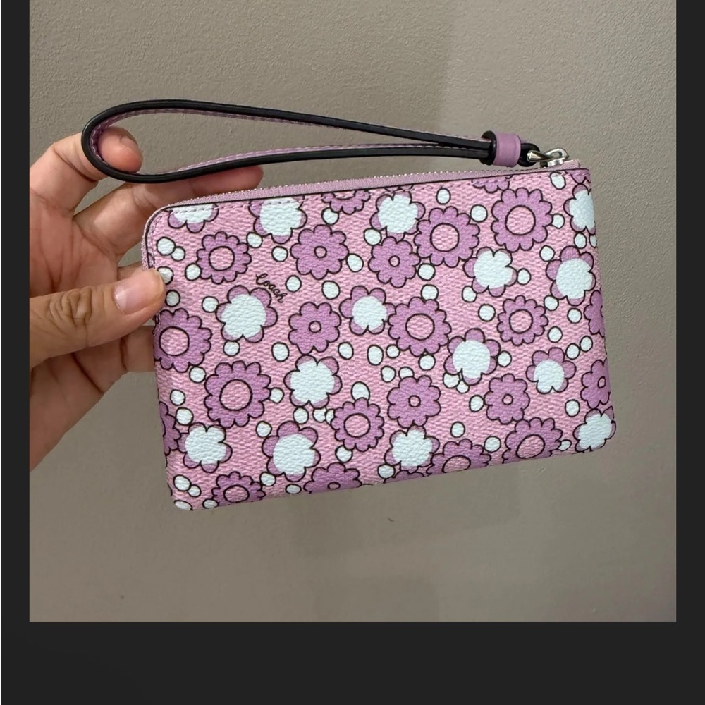 Coach Pink Floral Wristlet